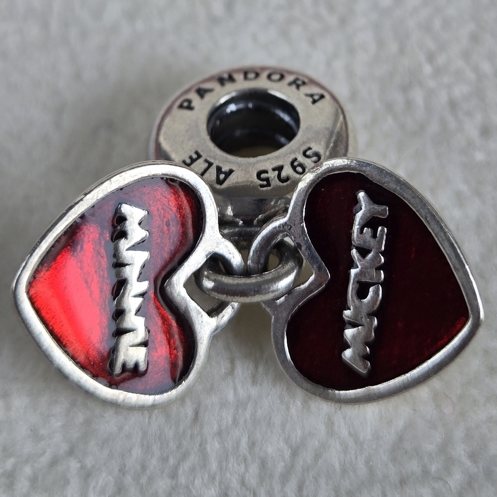 Pandora Minnie Mickey Silver Charm Disney Enamel